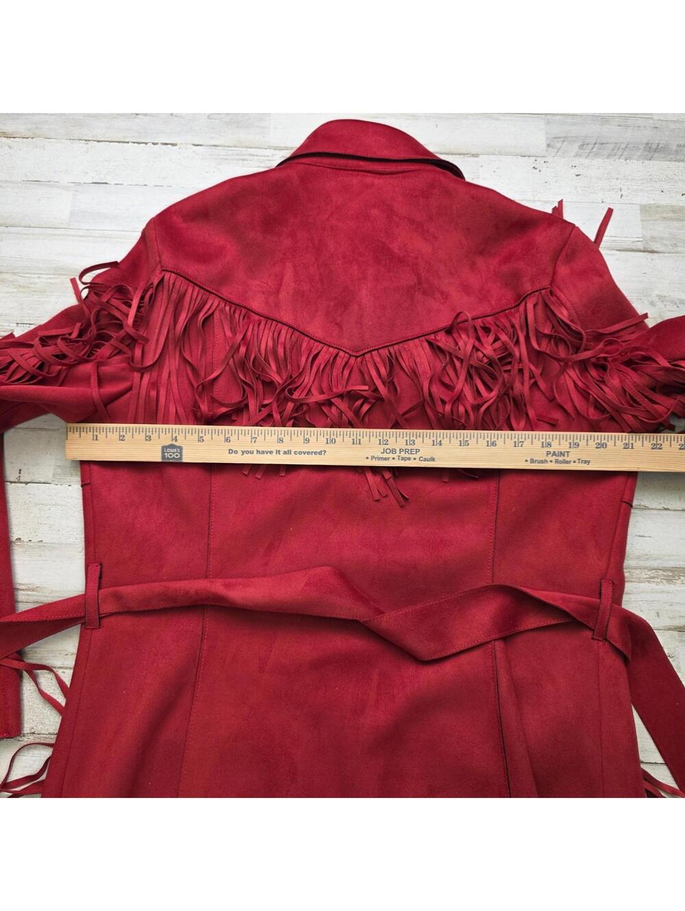 Powder River Outfitters Faux Suede Fringed Coat Jacket LG Western Boho Cowgirl - Picture 6 of 9